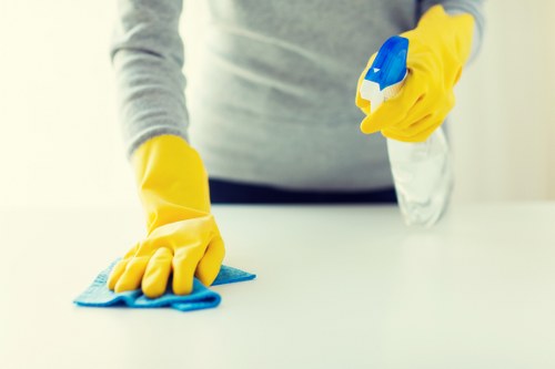 Professional carpet cleaners following a safety-focused policy