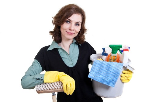 Safety-focused carpet cleaning setup with protective gear